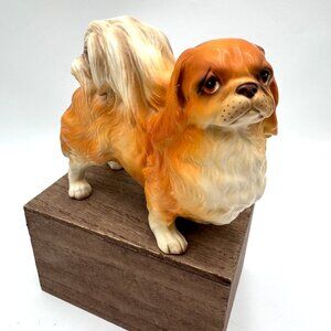 Lefton Vintage Large Standing Pekingese Dog Figurine Japan 5" Tall 6" Long H7328